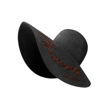 US Stock Women's Fairlady Large Brim Straw Hat Reversible Cap UPF 50+